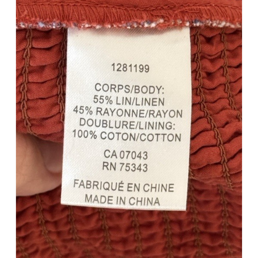 Caroline Constas Linen Blend Orange Blue Crop Top Tiger Print Medium - Picture 8 of 9